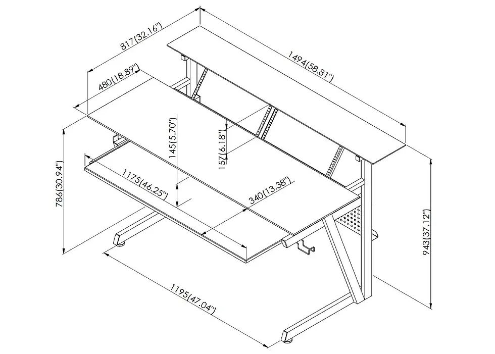 Thumbnail: Musiea EX100 Series Music Recording Studio Desk Workstation+3 x 4U Rack Black