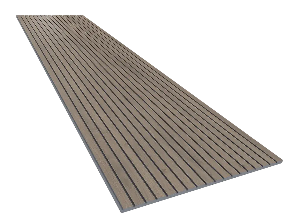 الصورة المصغرة: Vicoustic VicStrip Acoustic Panel Brown Oak 96” x 24.7” x 1.5” (2Box)