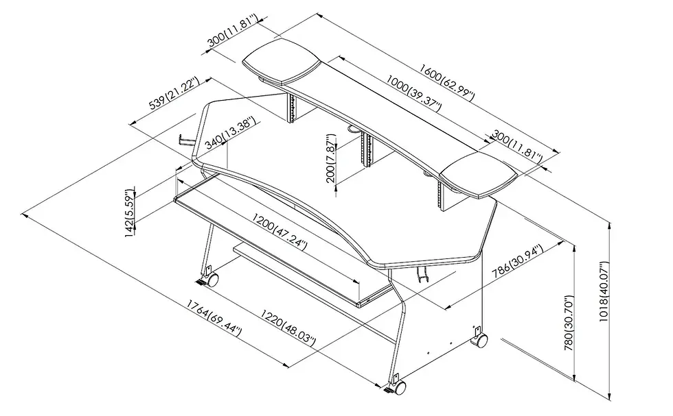 الصورة المصغرة: Musiea IM100 Series Recording Studio Desk Workstation+2 x 4U Rack Cherry