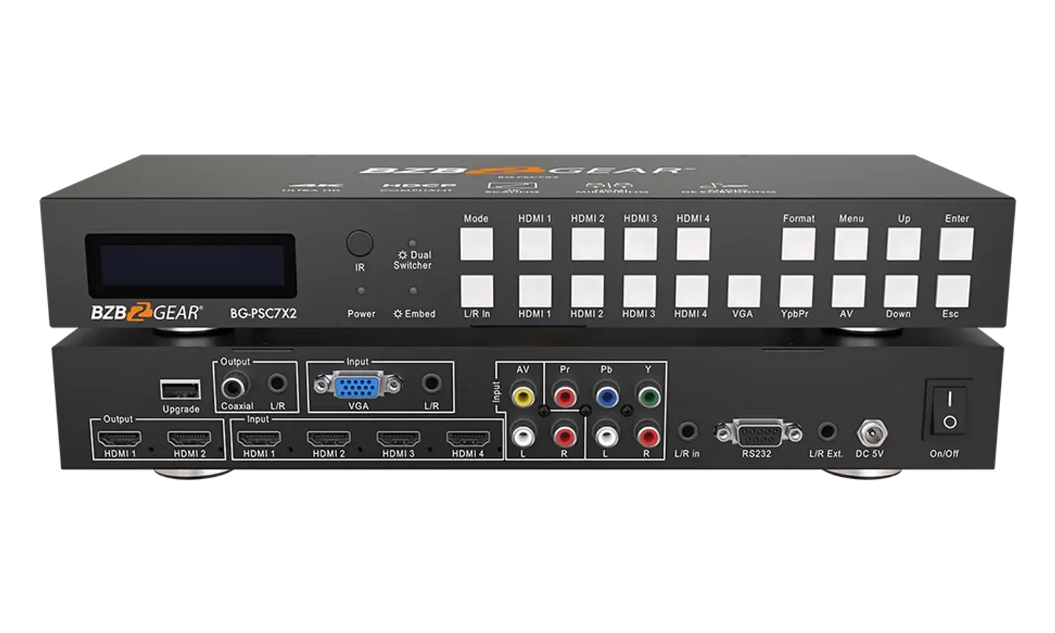 BZBGEAR BG-PSC7X2 7x2 4K UHD Presentation Switcher Scaler with
