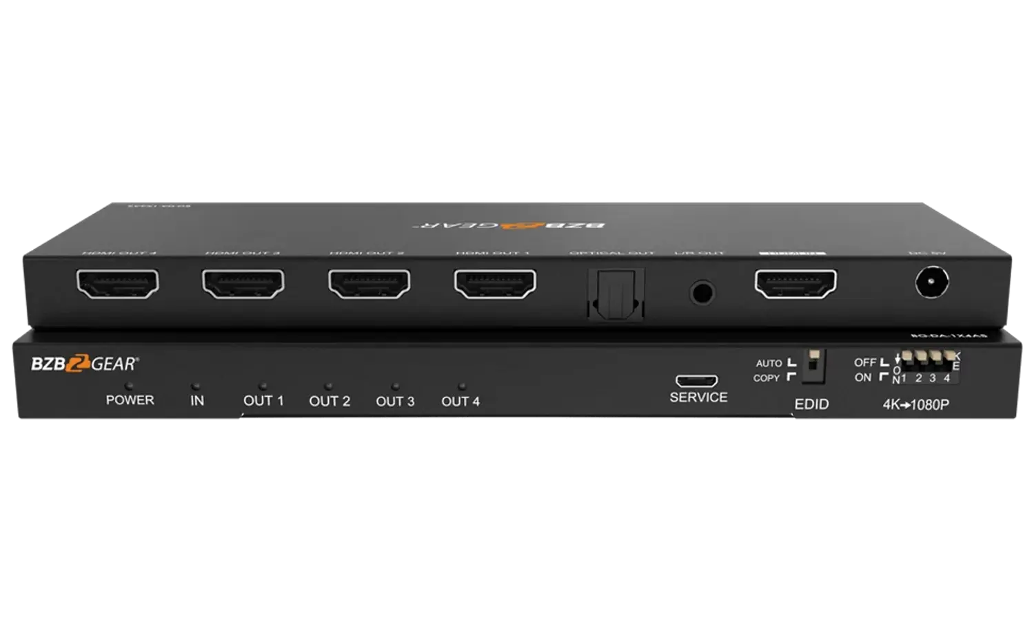 BZBGEAR BG-DA-1X4AS 1x4 4K UHD HDMI Splitter with Downscaler with Digital and