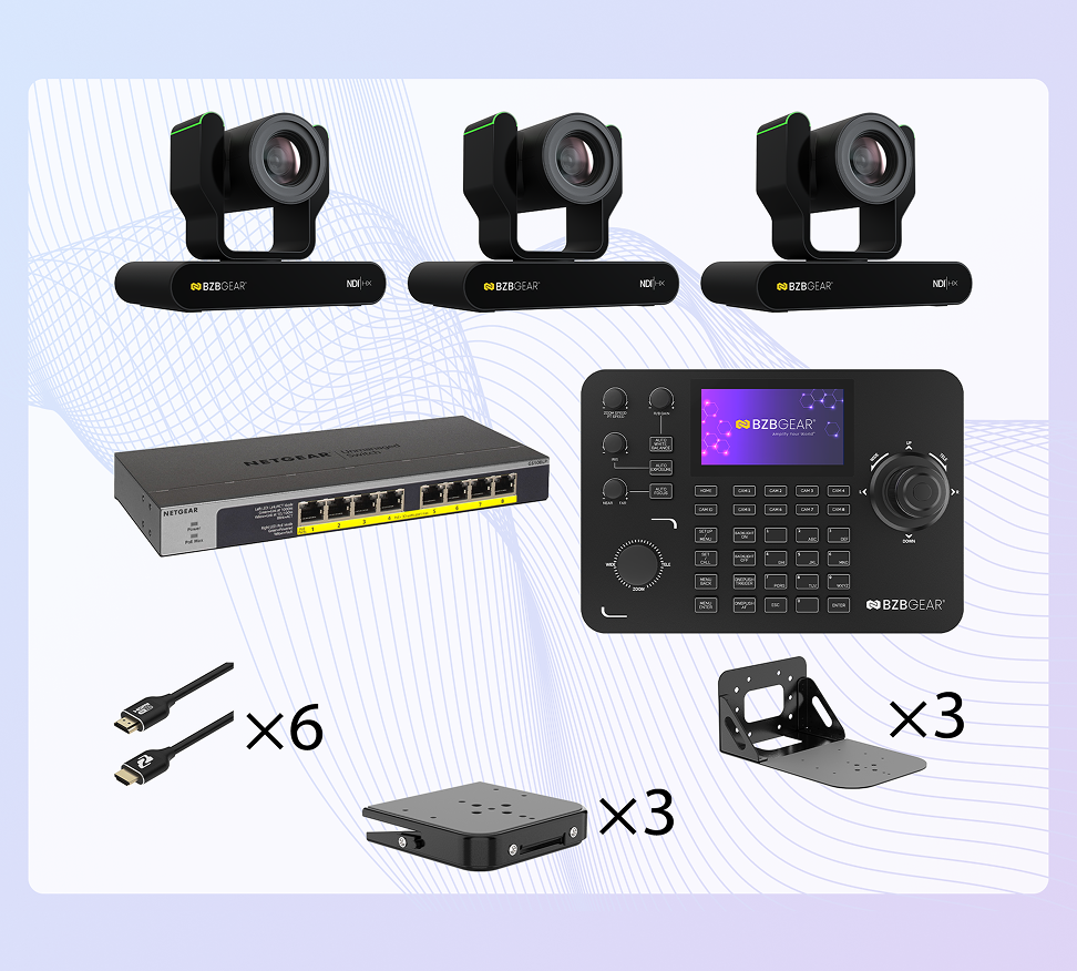 BZBGEAR BG-STUDIO-PRO-N Professional 3-Camera NDI|HX3 Broadcast Production