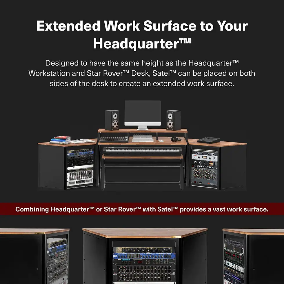 الصورة المصغرة: Wavebone Satel™ 3way Face Rackmount-Beautiful  Wood & Steel Black 13U Rack Space