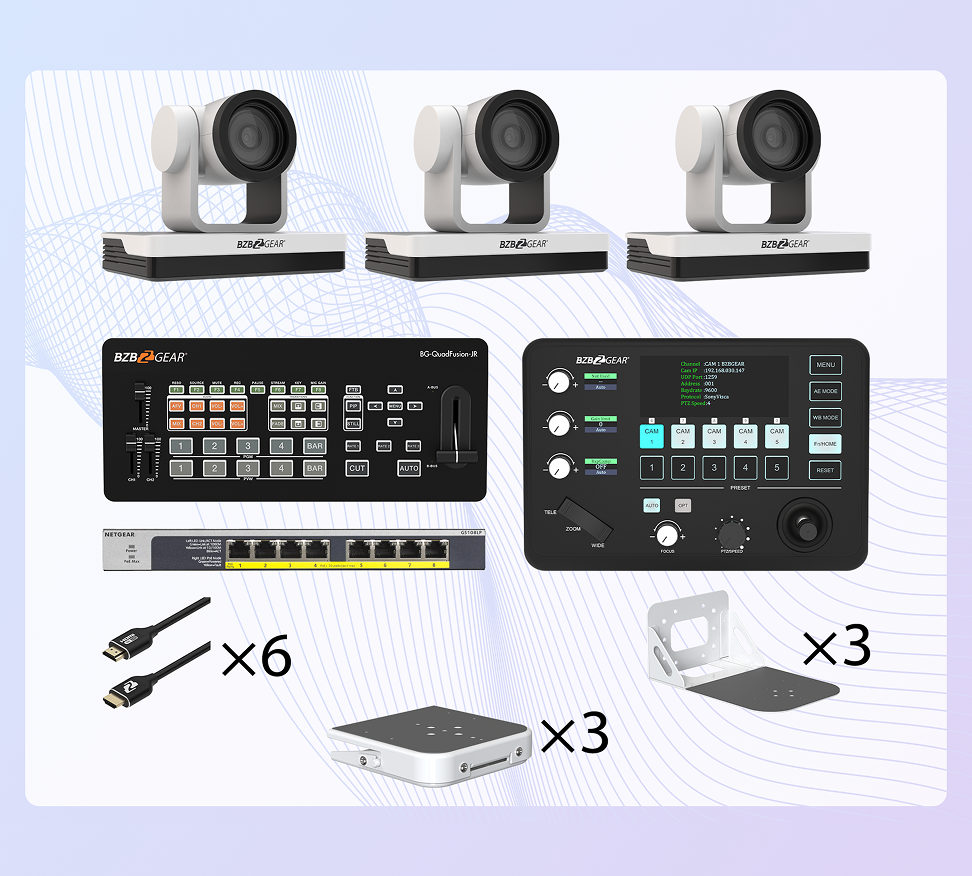 BZBGEAR BG-STUDIO-CORE Essential 3-Camera HDMI Live Production Studio Bundle