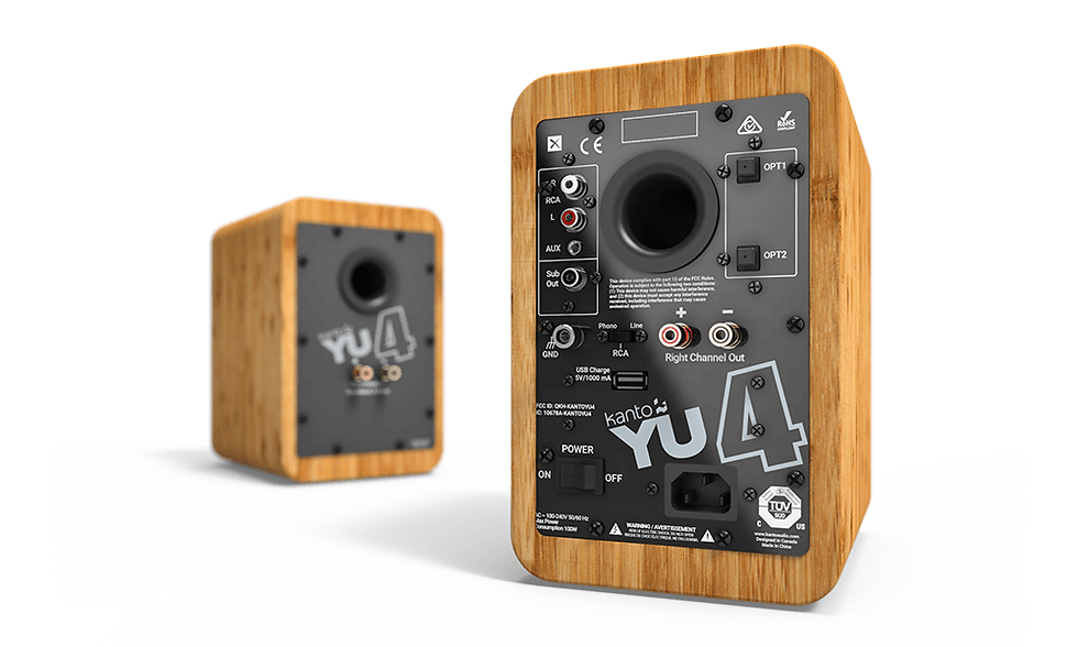 الصورة المصغرة: Kanto YU4 Bluetooth Wireless Powered Bookshelf Speakers and Phono Preamp