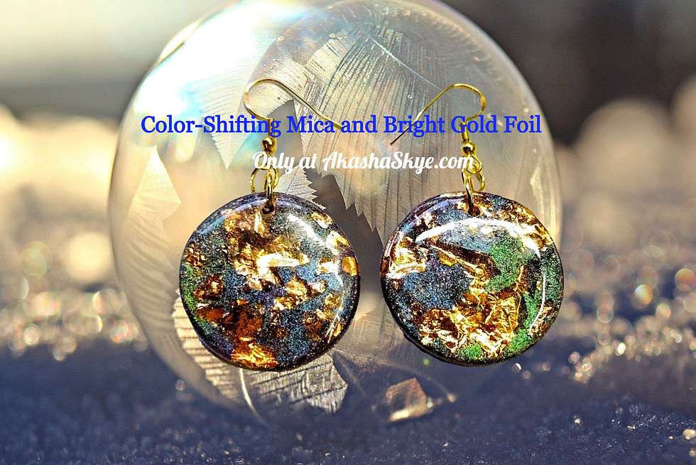 Thumbnail: Brilliant Orbs Flecked with Gold Foil and Mica, Edgy Drop Earrings