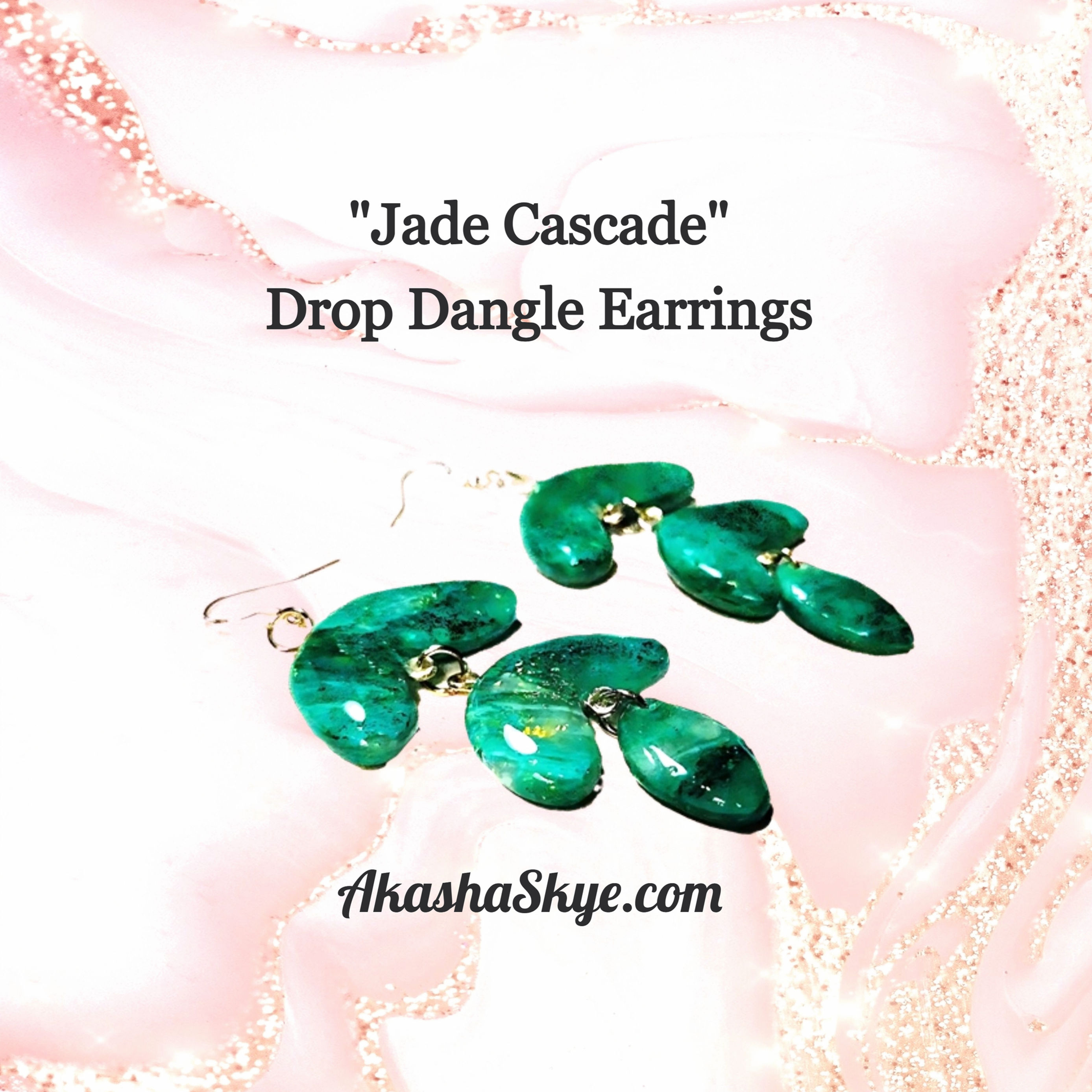 Jade Cascade, 3 inch Drop and Dangle Earrings