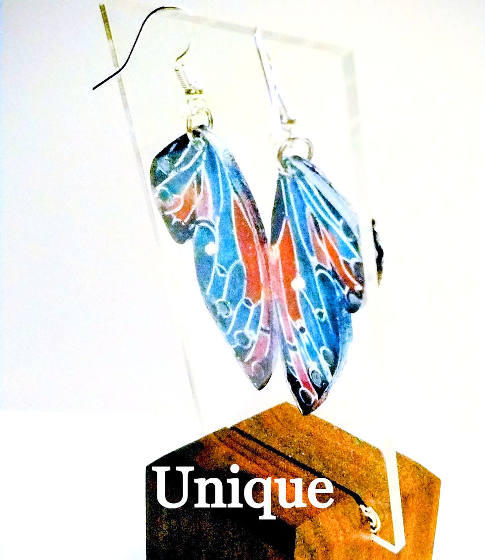 Thumbnail: Mosaic Butterfly Wing Earrings, Drop and Dangle with Crystal Accents