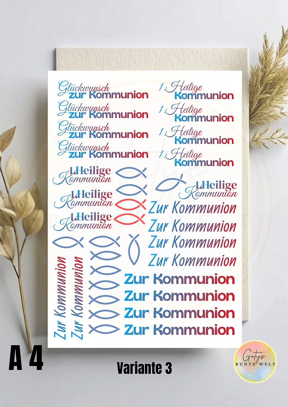 Miniaturbild: Rub-On by Gety I Kommunion V3 I  R-K-03 DIN-A4 Format