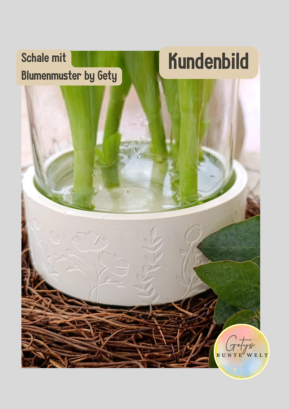 Miniatură: Silikonform Schale mit Blumenmuster Innendurchmesser 11,7 und 8,1 cm