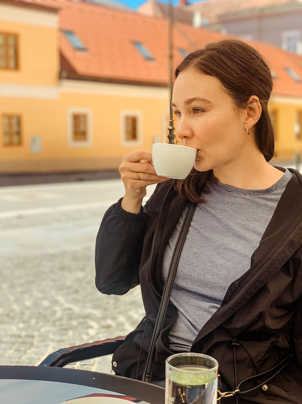 Doing the "European thing" - small cups of coffee in Varazdin's historic squares