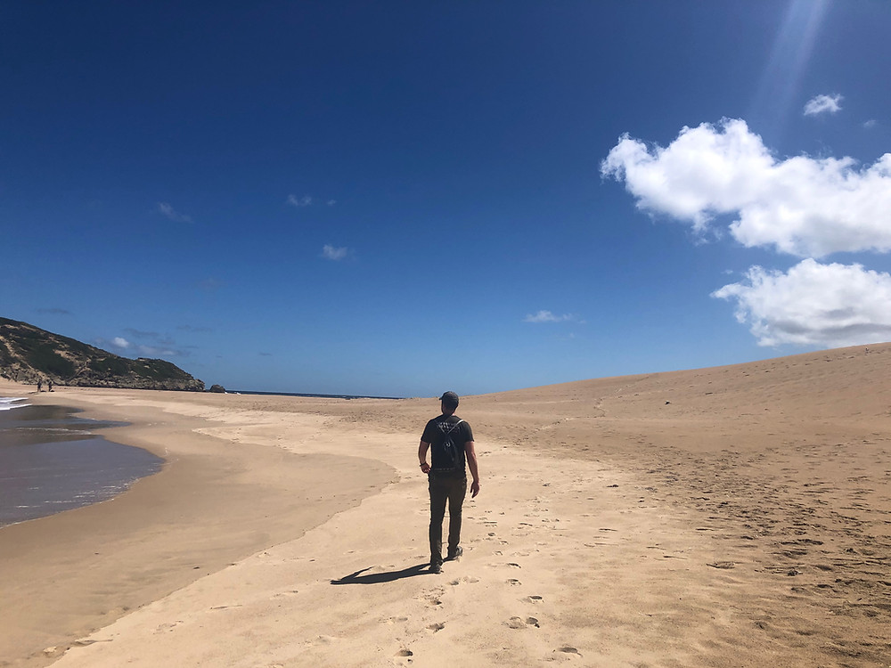 The sandy portion of the peninsula - before the improvised nude beach!