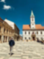 Strolling through King Tomislav Square in Varazdin