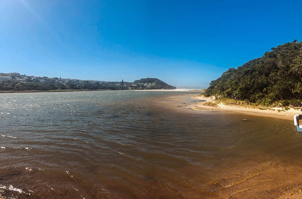The Chintsa Lagoon and, in the distance, the Indian Ocean