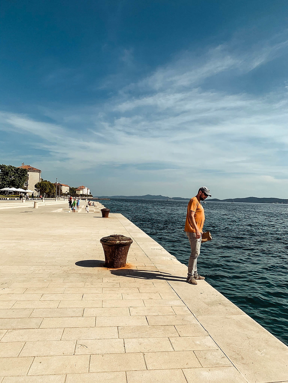 Contemplating a jump... Zadar's seaside promenade