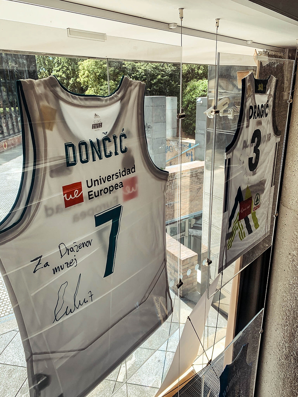A signed Luka Doncic jersey made out "for the Drazen museum"