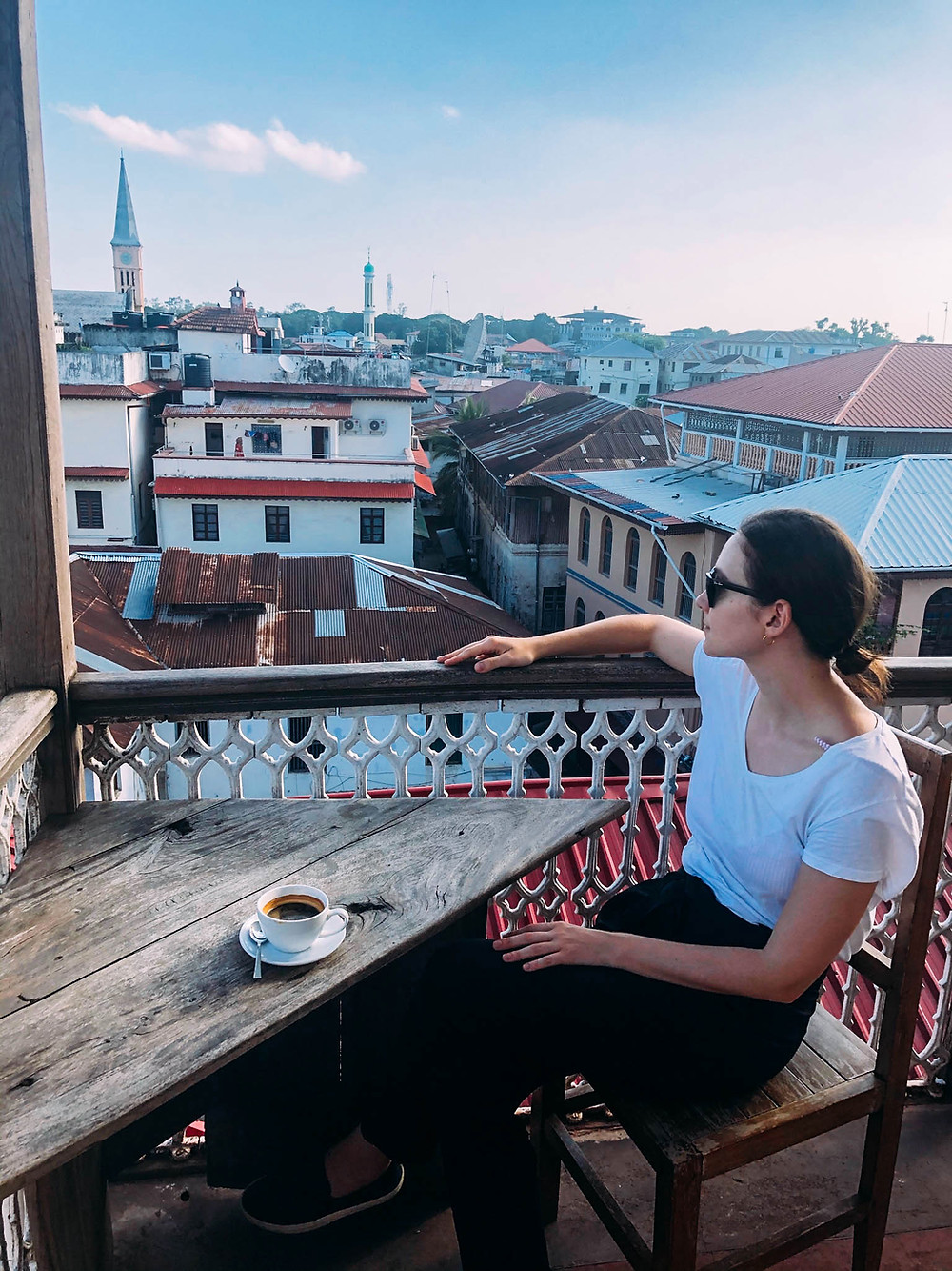 Coffee overlooking Stone Town's winding alleys