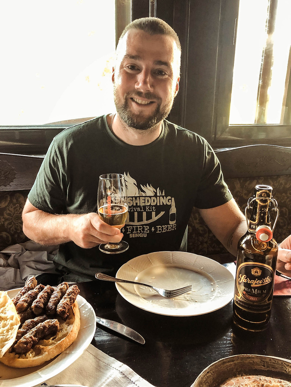 Cevapi and Bosnian beers at Sofra, one of Zagreb's best Bosnian restaurants