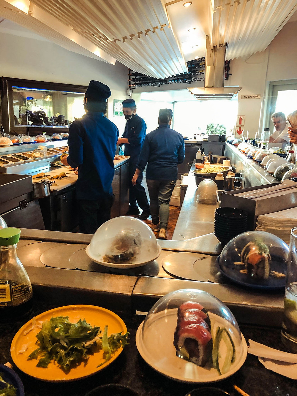 Codfather and its delicious revolving sushi (notice the multi-colored plates!)