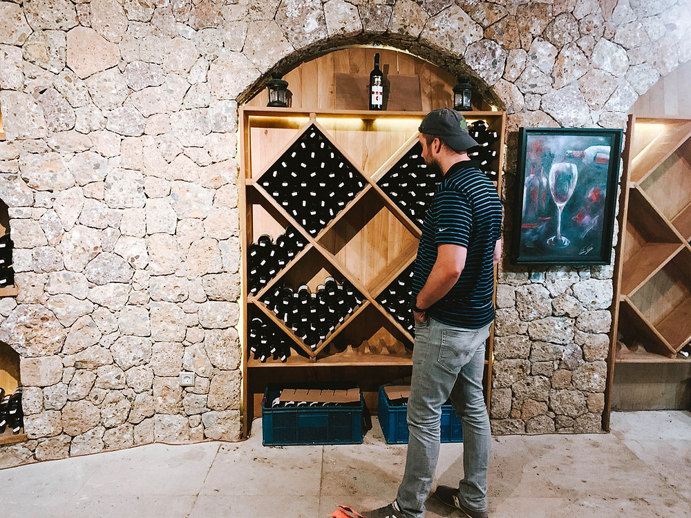 Inside the Datca Vineyard windmill / tasting room