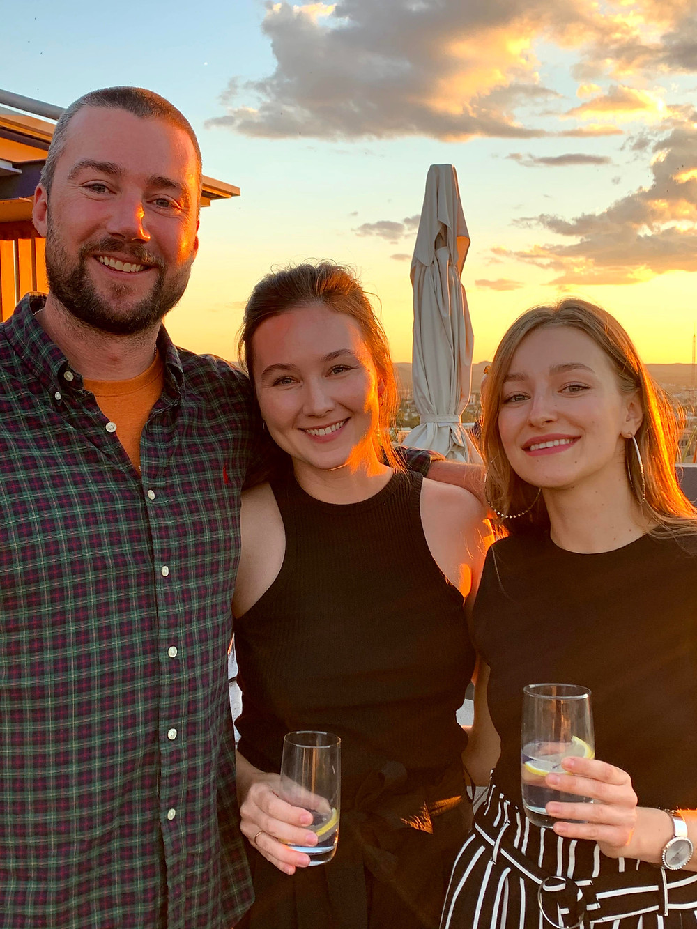 Windhoek sunsets and drinks with our new friend Nastya
