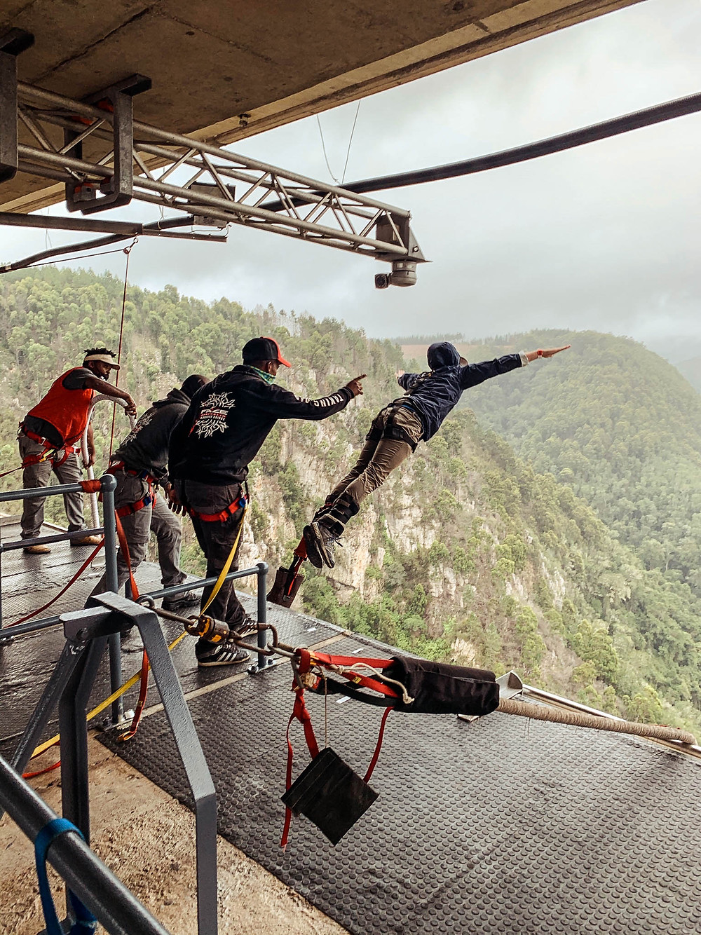 Bungee jumping from the Bloukrans Bridge - right down the road from Stormsrivier