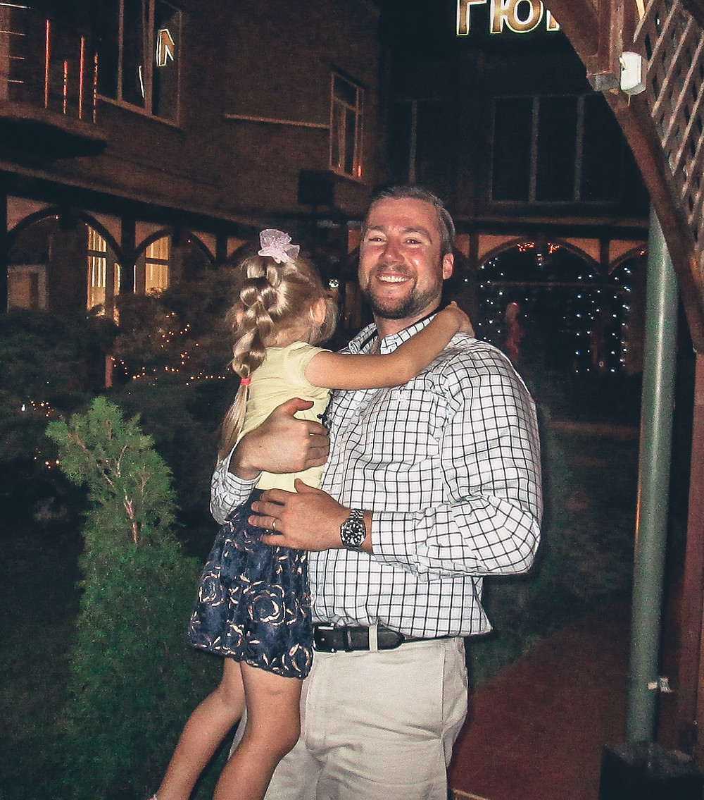 Chipp "dancing" with Jenna's little cousin, Melania