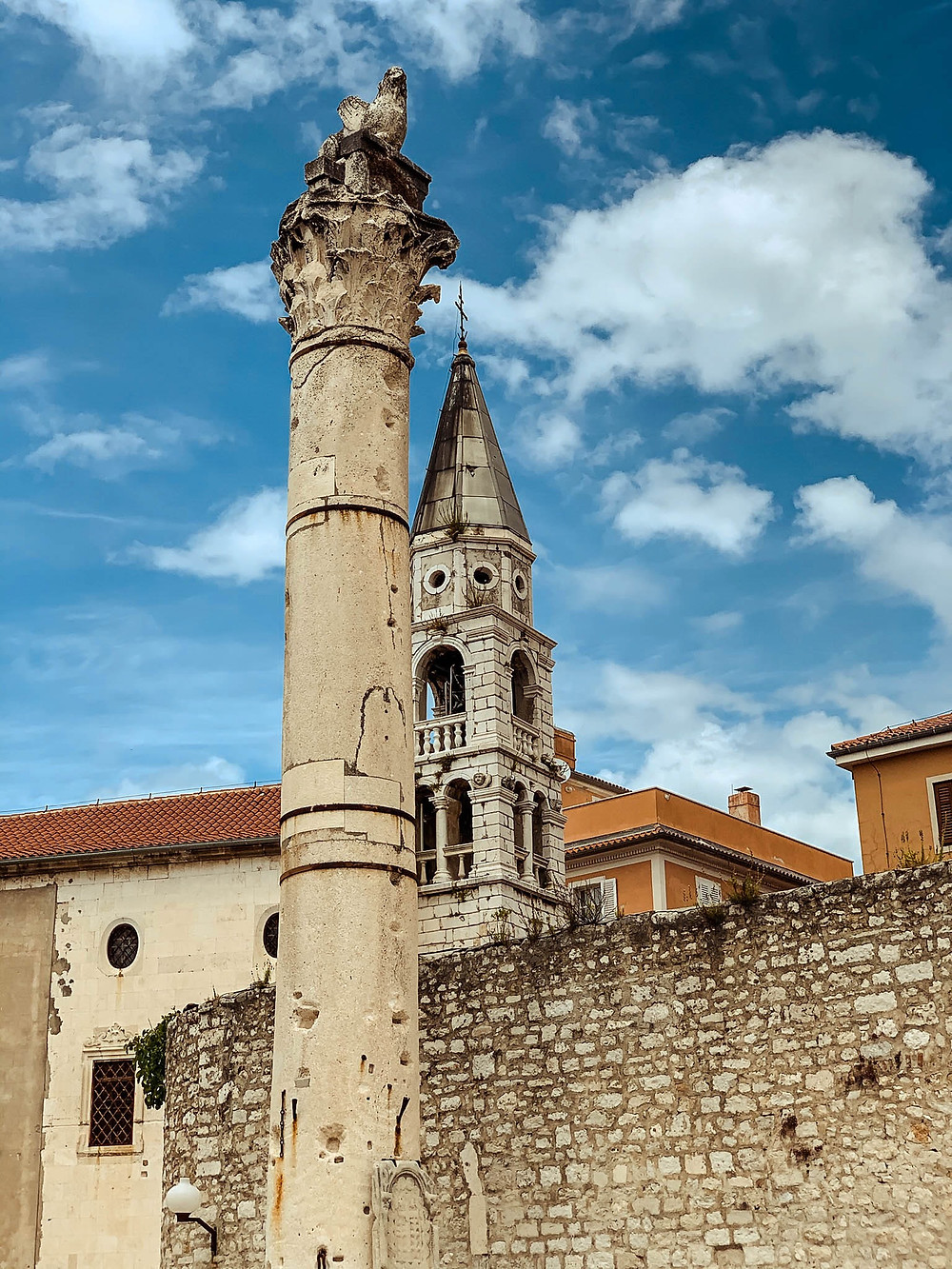 A Roman column still standing in Zadar