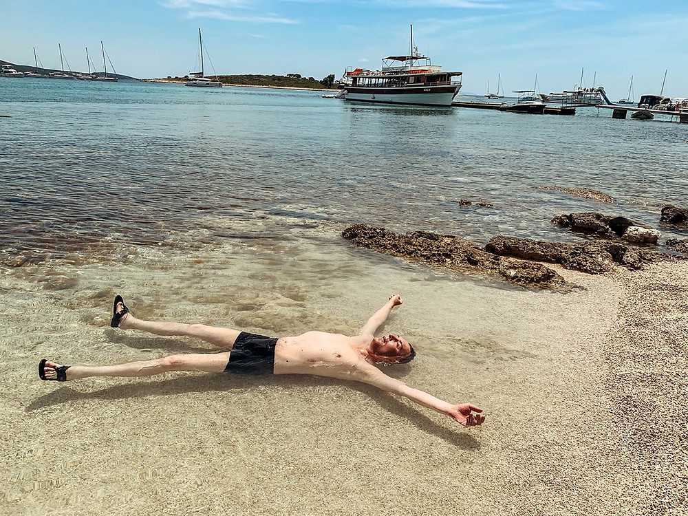 Sergii taking in the warm, Adriatic waters!