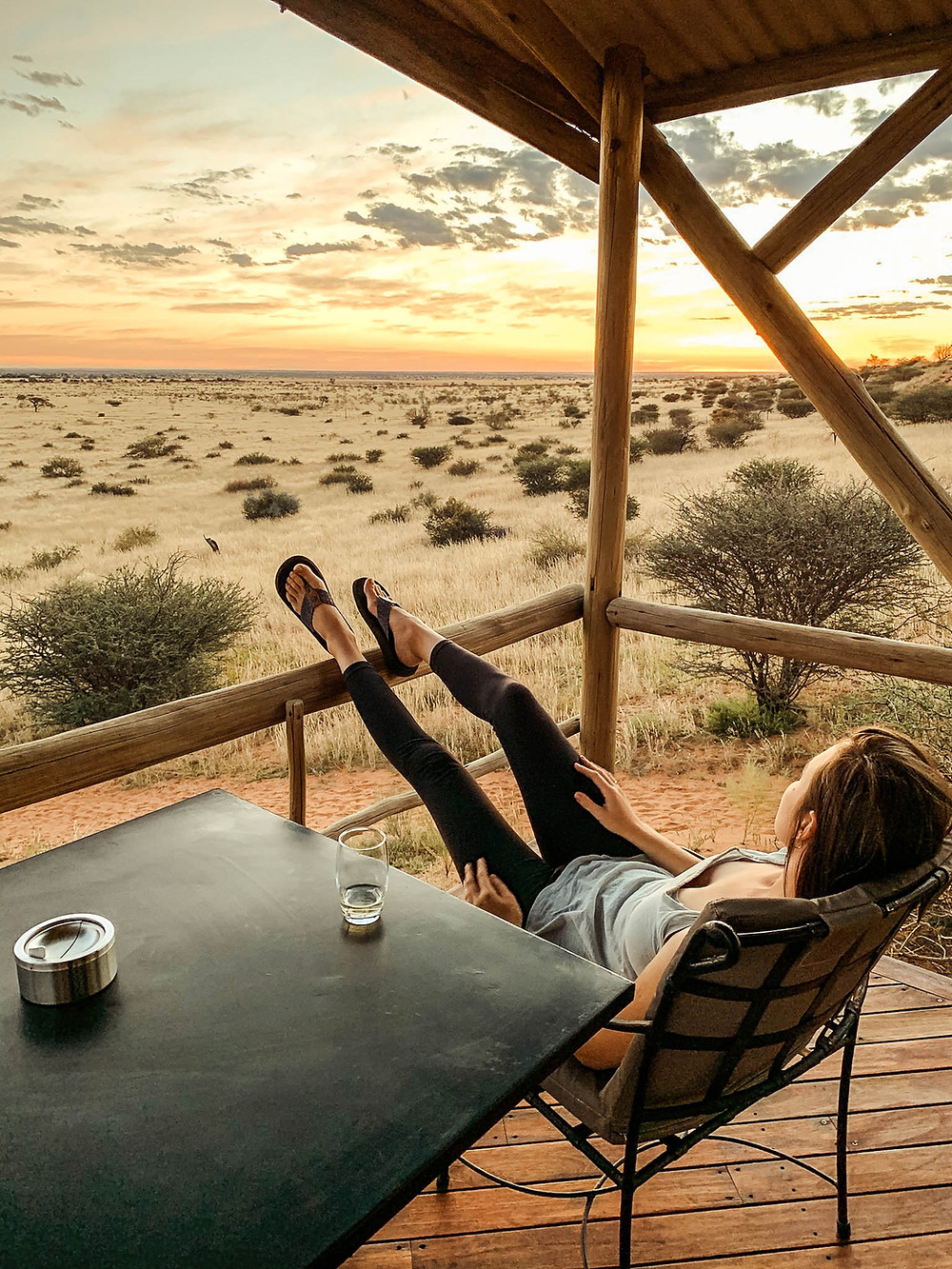 The perfect final night - wine and Kalahari sunsets!