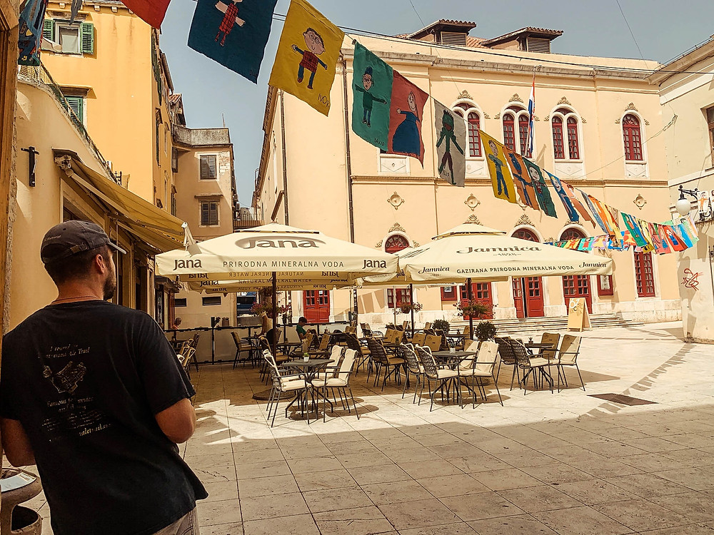 One of Sibenik's seemingly countless courtyard cafes