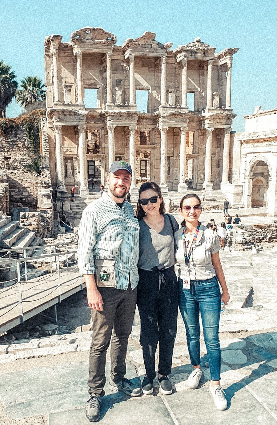 At the Library of Celsus in ancient Ephesus with our awesome tour guide, Filiz