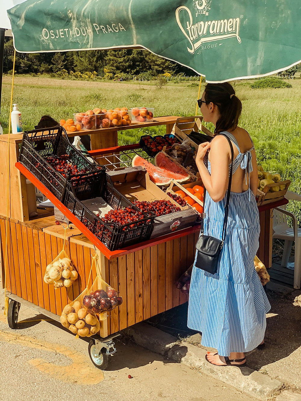 Picking up some local produce at a roadside stall between Zadar and Pag