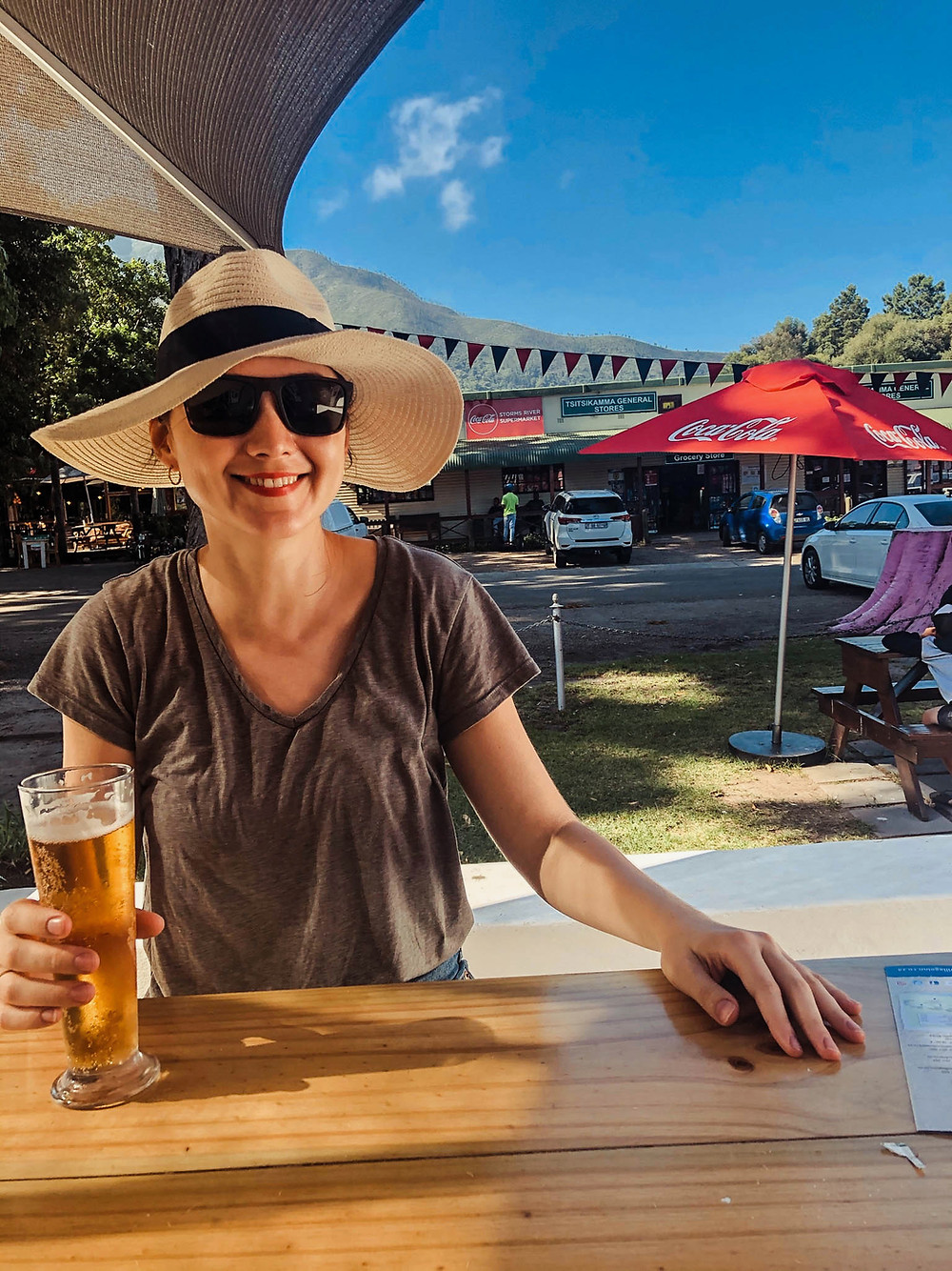 Enjoying a beer at the Tsitsikamma Micro Brewery