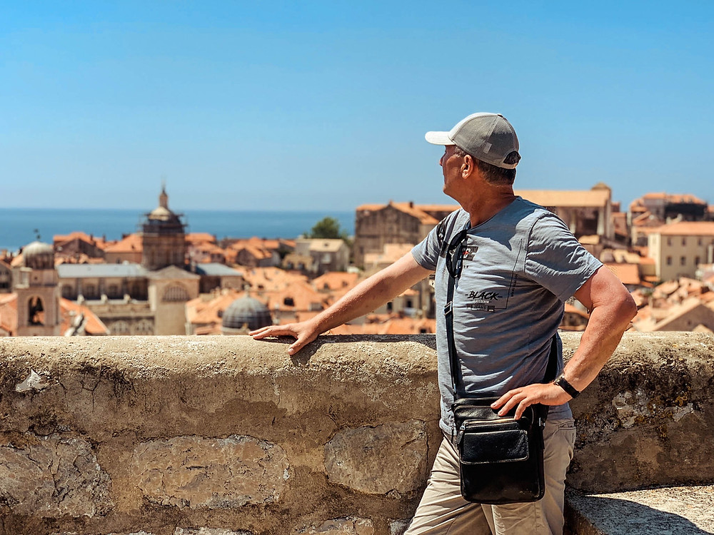 Sergii midway along our Dubrovnik wall walk