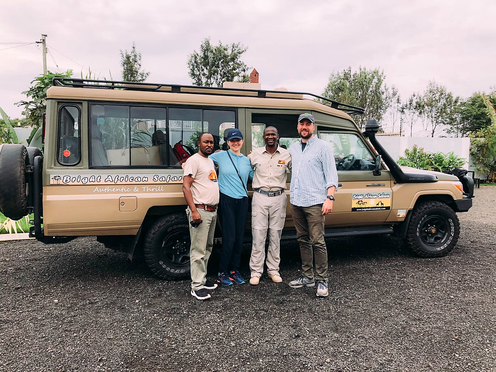 With our guide, Salim (between Chipp & Jenna) and one of Bright African's Arusha-area drivers