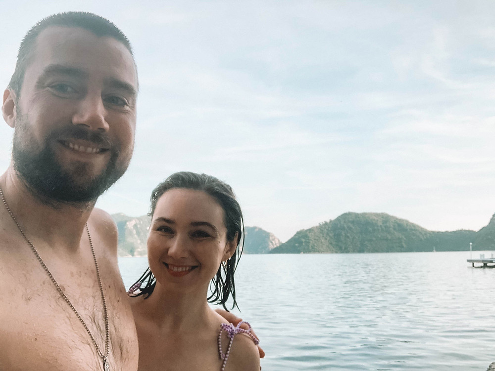 Enjoying a swim at a "hidden" beach between Marmaris and Icmeler