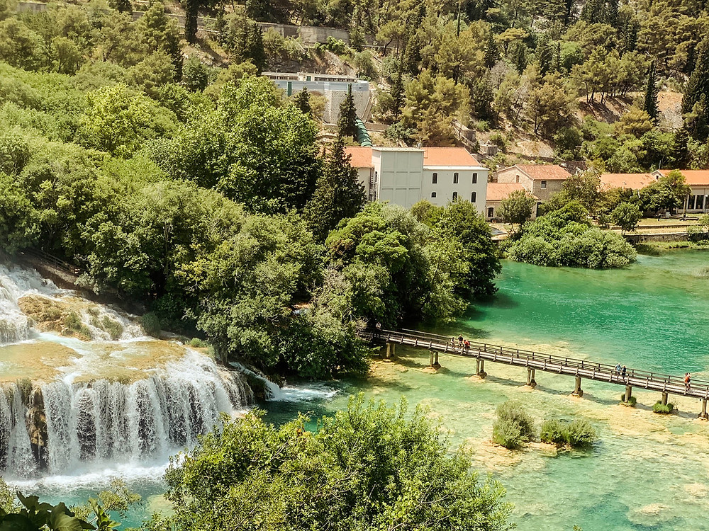 Skradinski Buk, Krka's restored village, and part of its wooden footpath