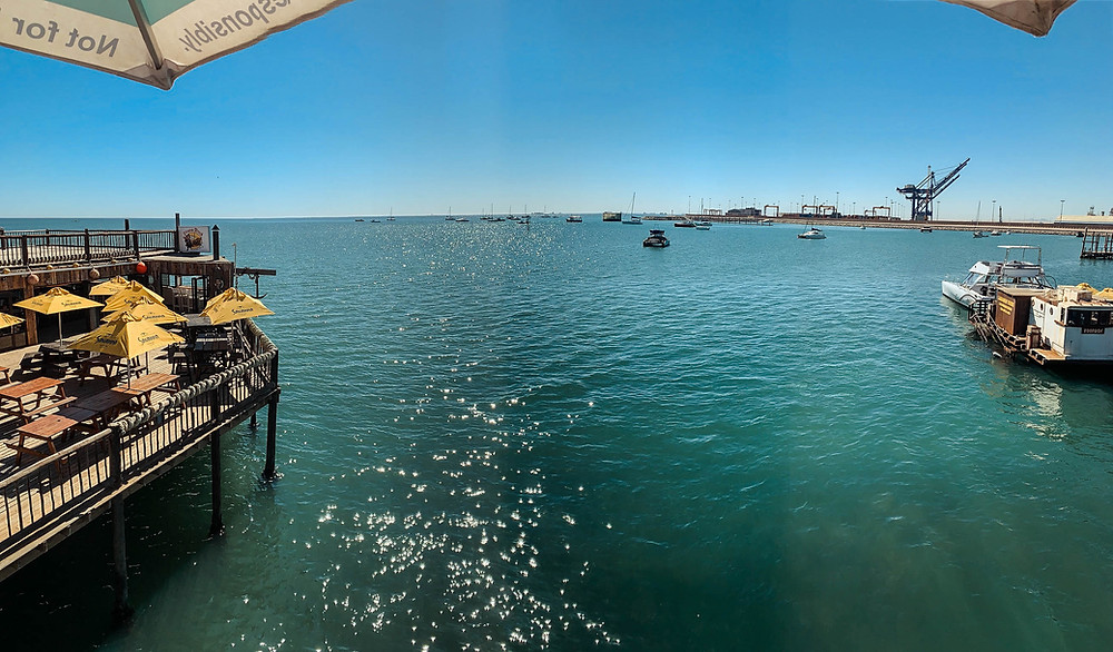 Looking out at the Walvis Bay port