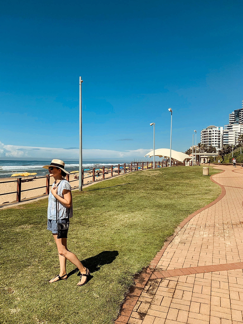 Strolling along Umhlanga's beachfront walkway