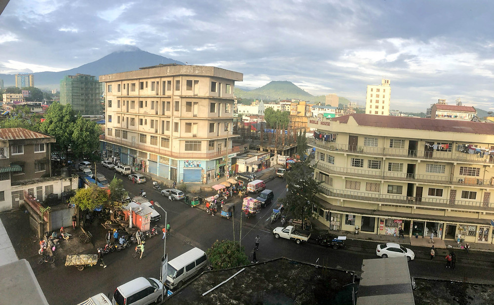 Looking out over Arusha, Tanzania - Mount Meru in the distance