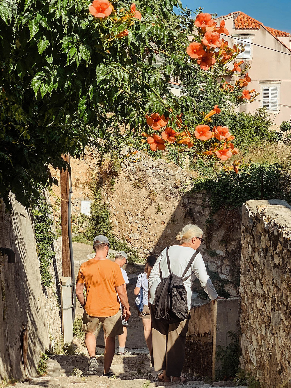 Making the steep descent from our Dubrovnik home to the old town