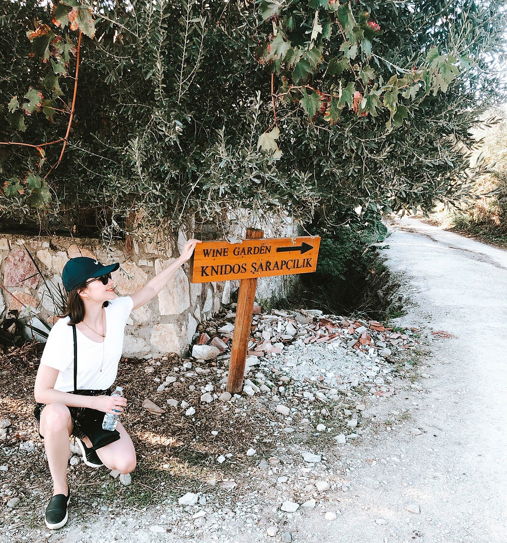 Jenna doing some "land navigation" to find our way to Knidos Vineyard