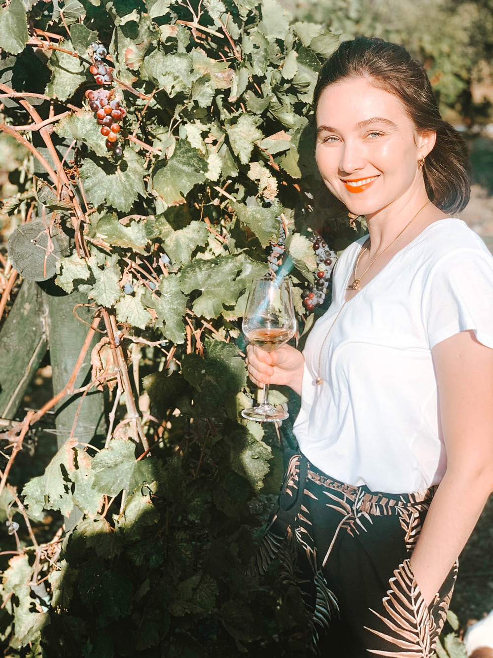 Jenna at Knidos Vineyard - ever the voice of reason!