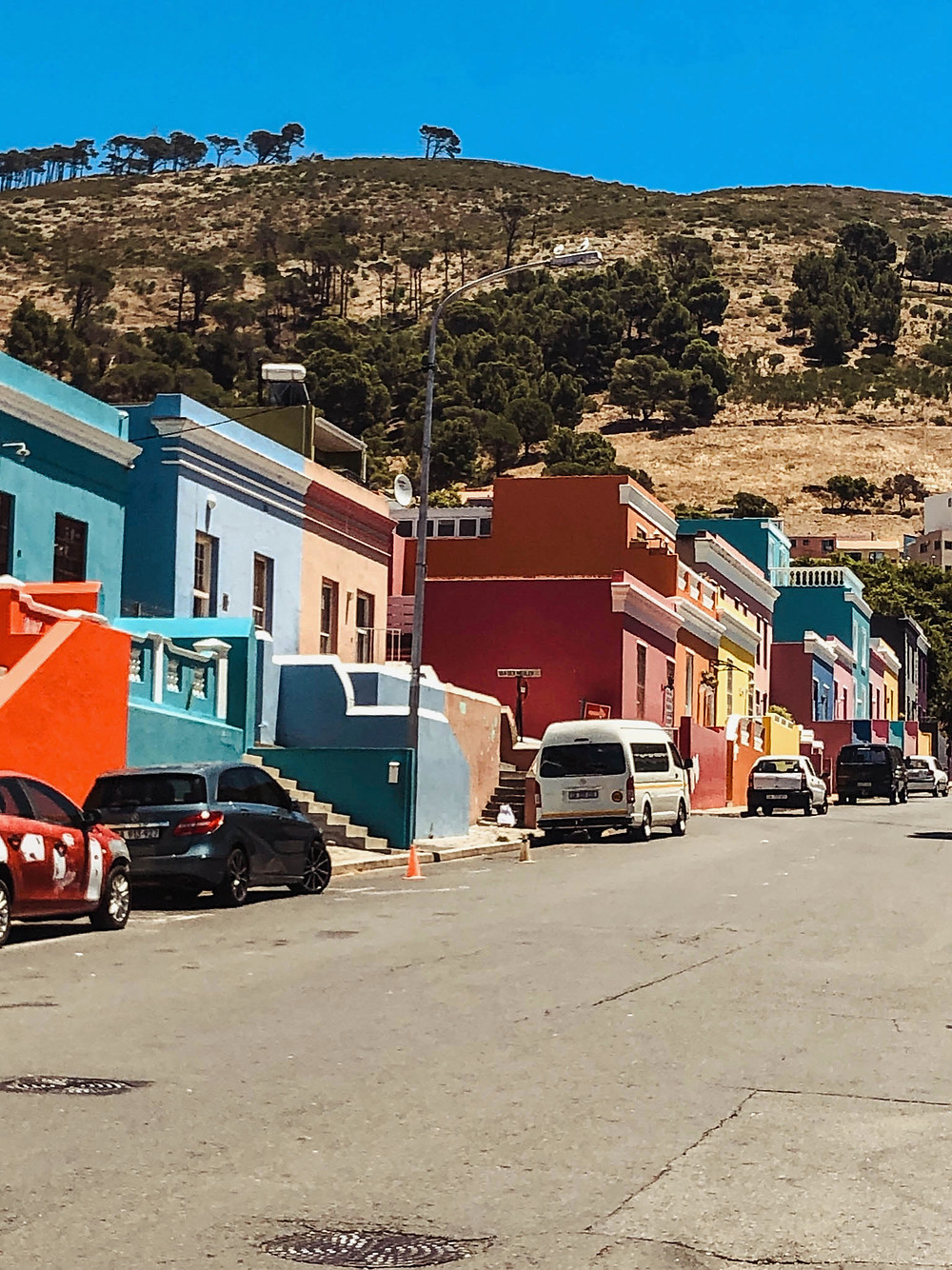 Looking up Bo-Kaap's main drag, Wale Street, lined with the neighborhood's iconic houses