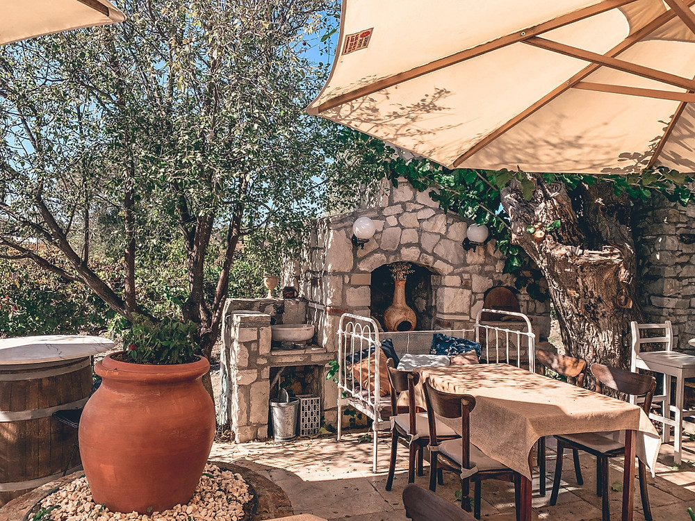 A corner of Urlice's outdoor patio