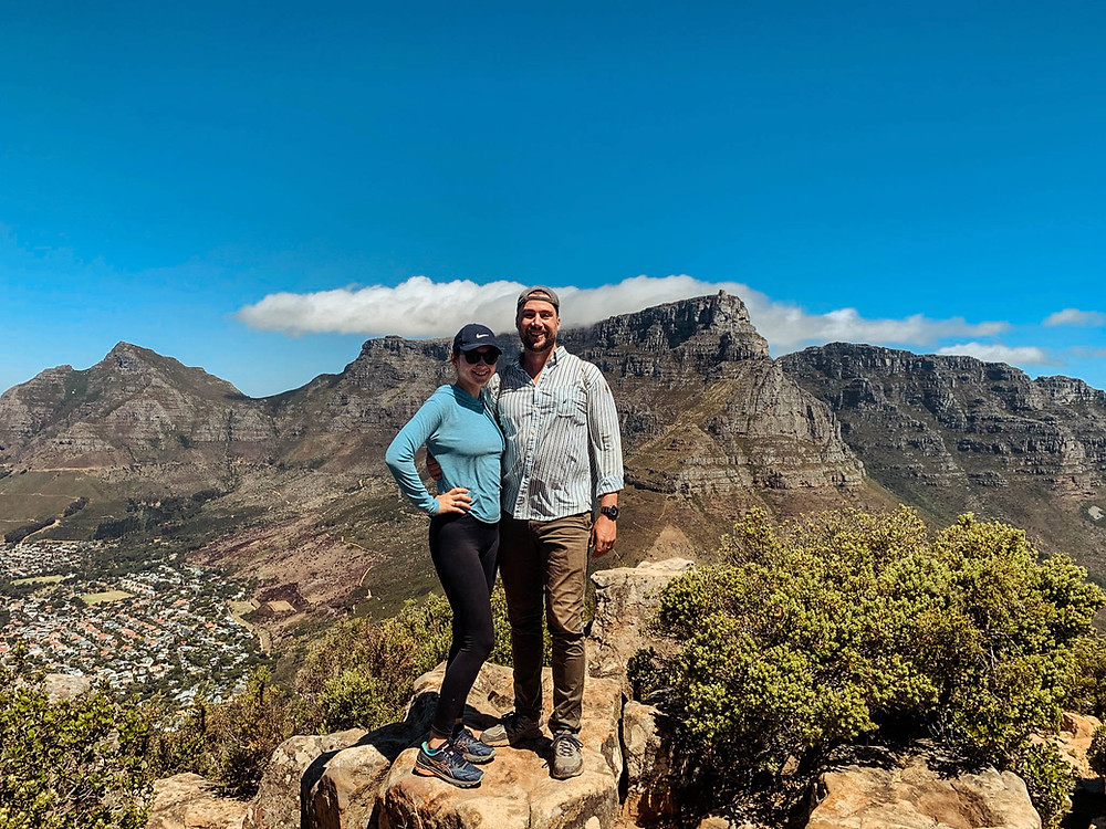 Atop Lion's Head - Table Mountain and its "tablecloth" in the background