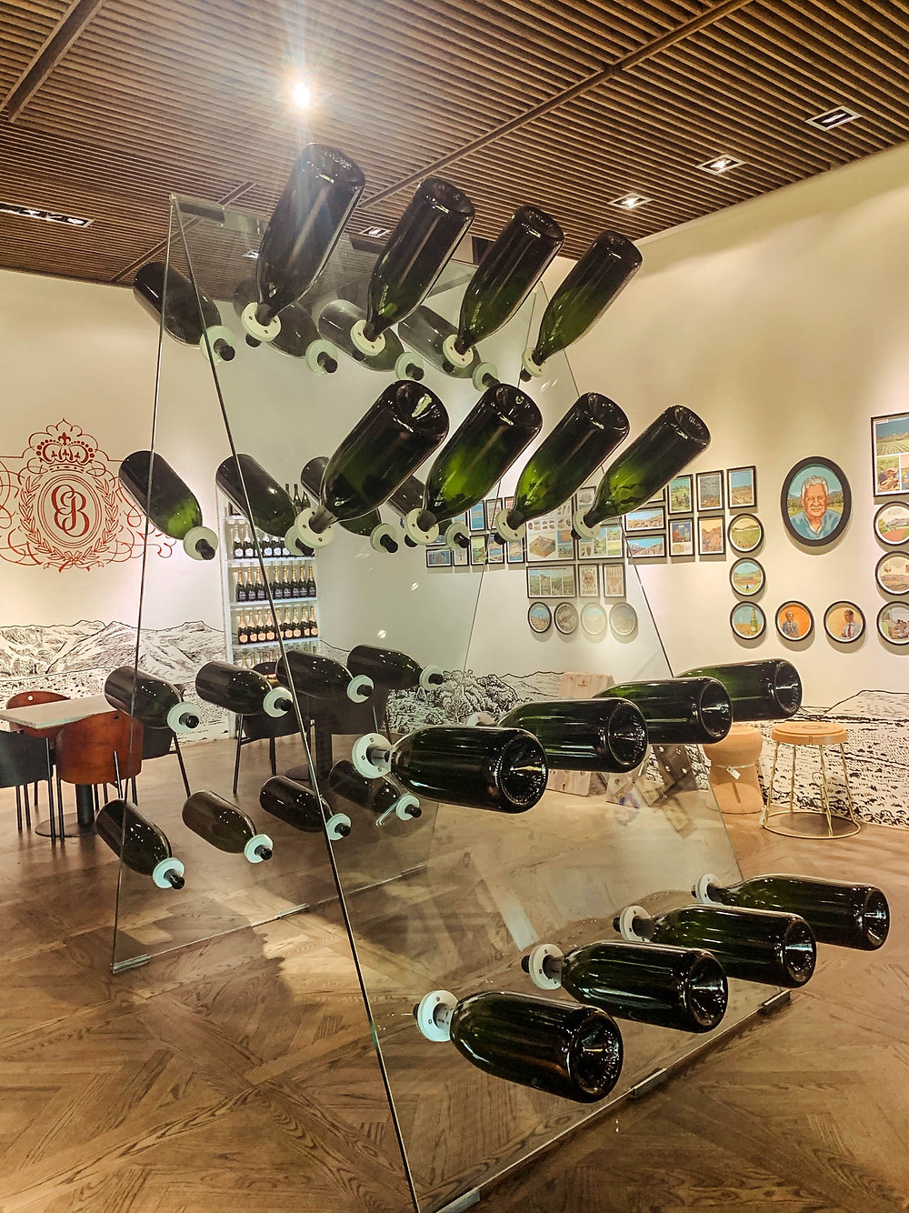 A display in Graham Beck walking you through MCC sparkling wine production