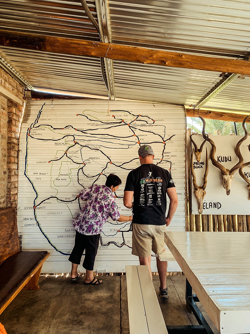 Getting some local Namibian knowledge from our extremely generous host