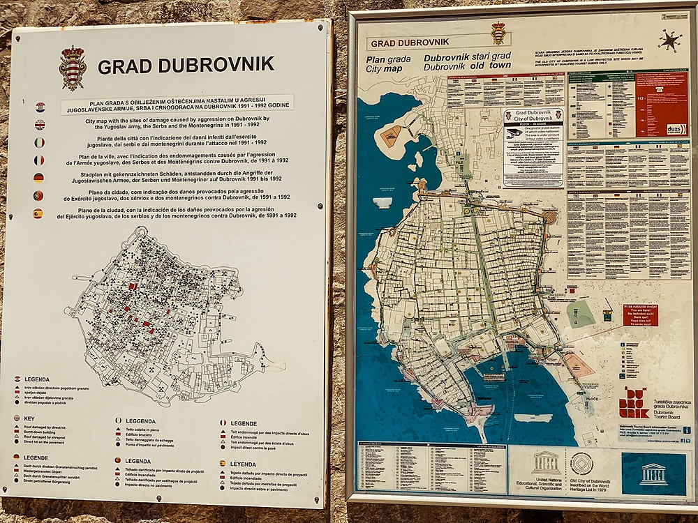 An overview of the massive damage caused to Dubrovnik's old town during the '91-'92 siege